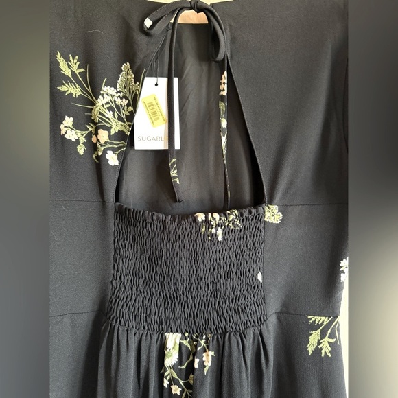 Sugarlips Jenna Floral Midi Dress Black Green Puff Sleeve Women’s Small NWT - Picture 14 of 14